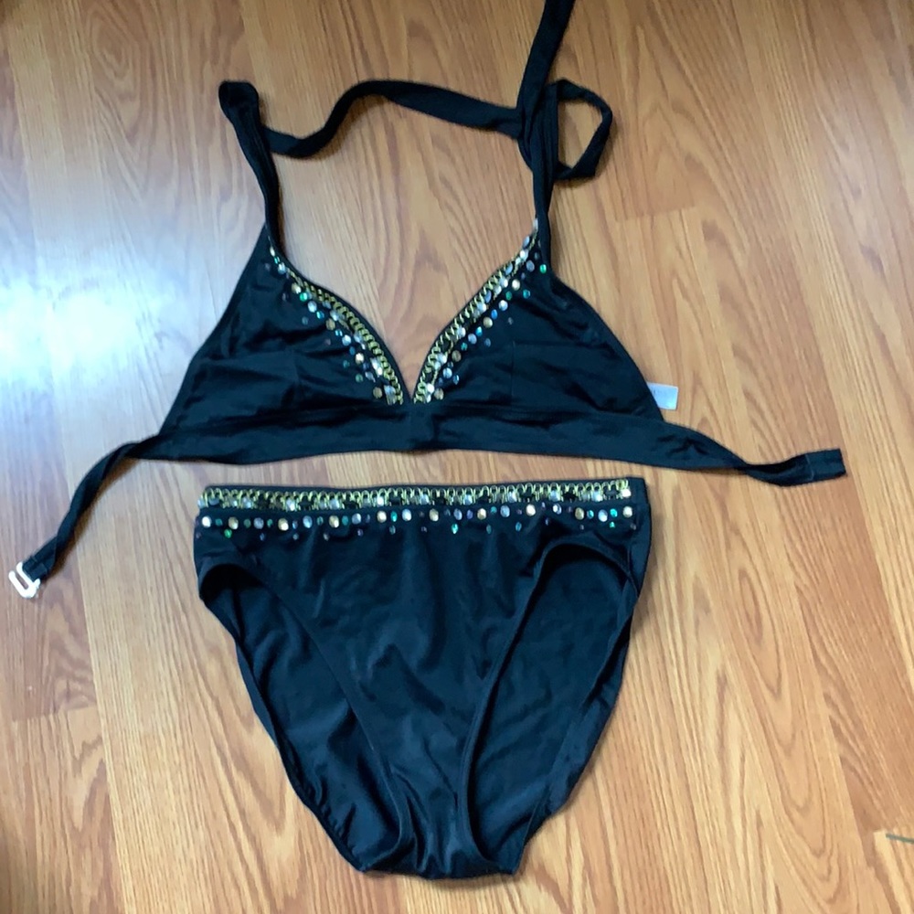 Cute black bikini with embellishments
